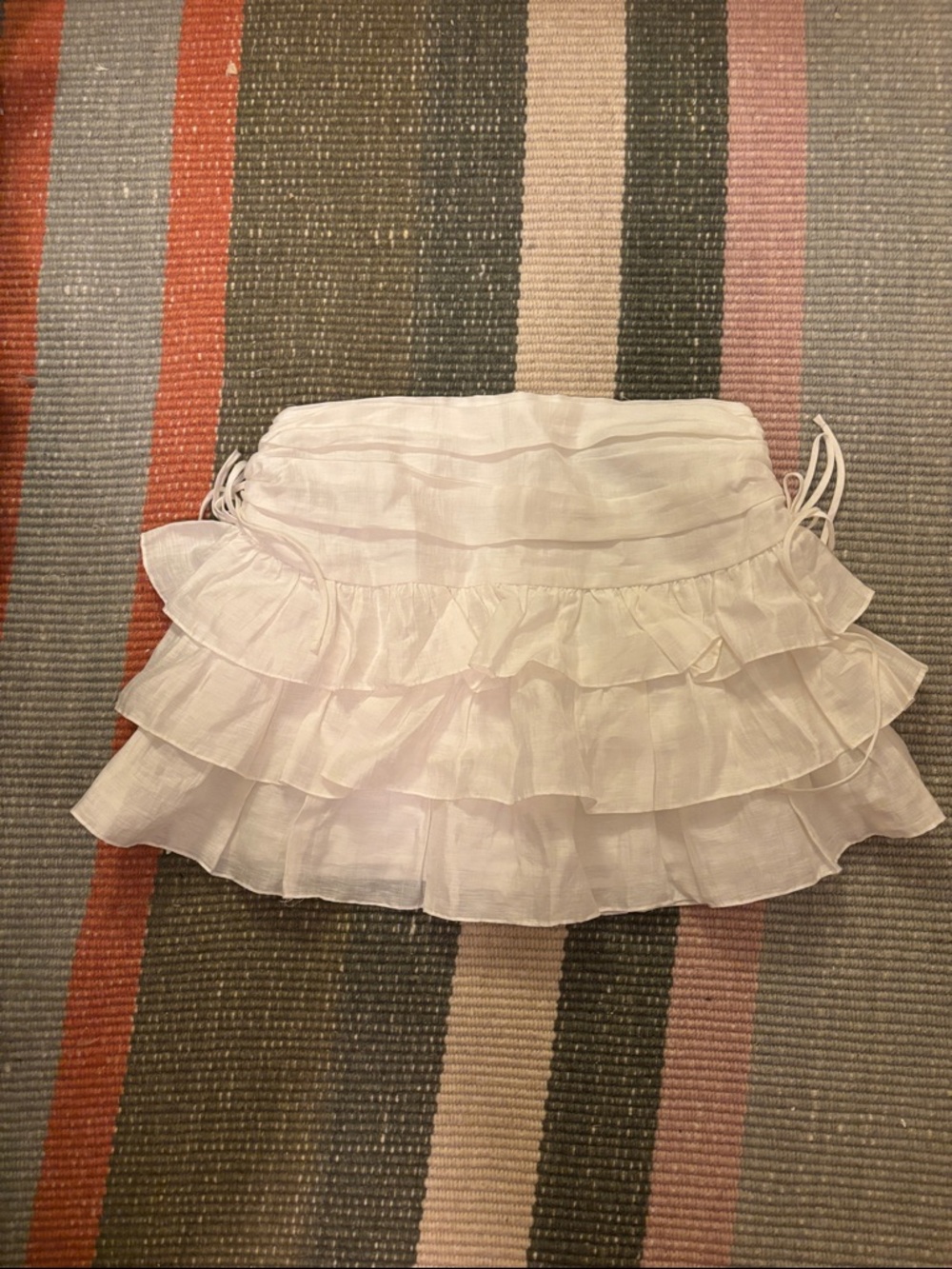 Sandro Cotton White Tiered Ruffle Mini Skirt